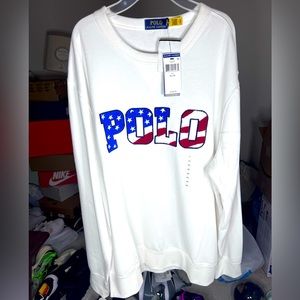 Polo Ralph Lauren Men White Lightweight Fleece Crew-Neck Sweatshirt Size XL